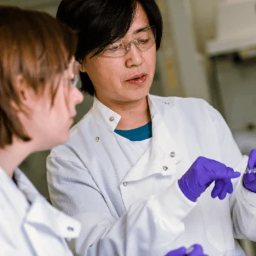 Two scientists talking